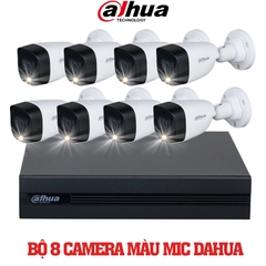 Trọn Bộ 8 Camera Quan Sát Dahua Có Màu Ban Đêm Tích Hợp Mic Thu Âm 2MP 1080P