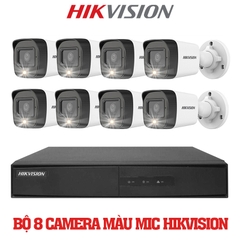 Trọn Bộ 8 Camera Quan Sát Hikvision Có Màu Ban Đêm Tích Hợp Mic Thu Âm 2MP 1080P