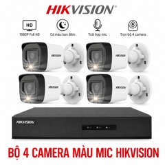 Trọn Bộ 4 Camera Quan Sát Hikvision Có Màu Ban Đêm Tích Hợp Mic Thu Âm 2MP 1080P