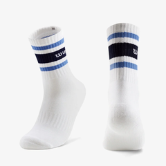 Tất Thể Thao Wilson Crew Stripe Script Socks Bright White/Ally Blue