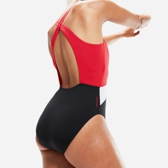 Đồ Bơi Một Mảnh Nữ Speedo Colourblock Highneck Crossback - Đỏ