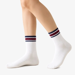 Tất Thể Thao Wilson Quarter Top Stripe Socks Bright White/Red Stripe
