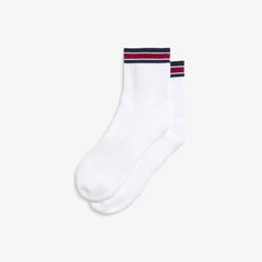 Tất Thể Thao Wilson Quarter Top Stripe Socks Bright White/Red Stripe
