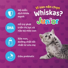 THỨC ĂN MÈO WHISKAS VỊ CÁ BIỂN VÀ SỮA DÀNH CHO MÈO CON 1,1kg