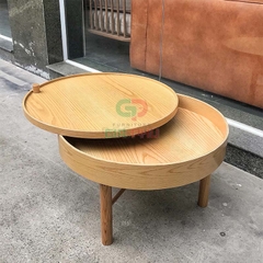 Bàn trà gỗ mặt tròn xoay Turning Table - BT1A