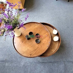 Bàn trà gỗ sồi xoay tròn Turning Table màu nâu - BT1B
