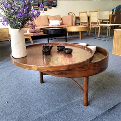 Bàn trà gỗ sồi xoay tròn Turning Table màu nâu - BT1B