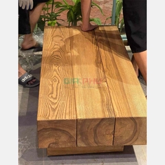 Bàn trà nguyên khối Rustic gỗ sồi - BT32