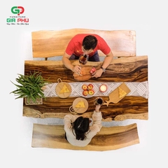 Bộ bàn ăn 6 người gỗ nguyên tấm me tây ghế băng - BBG21