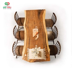 Bộ bàn ăn gỗ me tây 6 ghế pinnstol 8 nan - BBG17