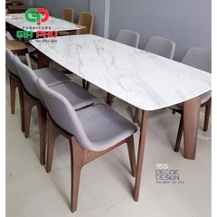 Bộ bàn ăn mặt đá chân gỗ Howard 6 ghế ăn Ventura - BBG6