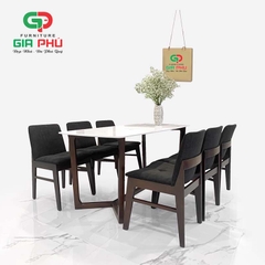 Bộ bàn ăn mặt đá Concorde 6 ghế gỗ nệm ngồi Kudo - BBG16