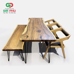 Bộ bàn ăn gỗ me tây nguyên tấm ghế katakana - BBG18