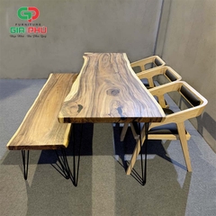 Bộ bàn ăn gỗ me tây nguyên tấm ghế katakana - BBG18