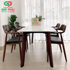 Bộ bàn ăn mặt đá Howard 4 ghế gỗ Hiroshima - BBG14