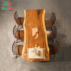 Bộ bàn ăn gỗ me tây 6 ghế pinnstol 8 nan - BBG17