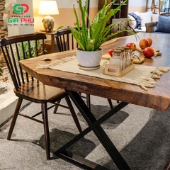 Bộ bàn ăn gỗ me tây 6 ghế pinnstol 8 nan - BBG17