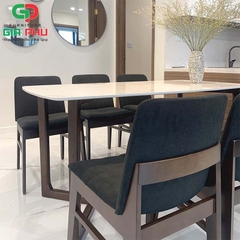 Bộ bàn ăn mặt đá Concorde 6 ghế gỗ nệm ngồi Kudo - BBG16