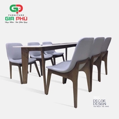Bộ bàn ăn mặt đá chân gỗ Howard 6 ghế ăn Ventura - BBG6
