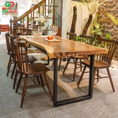 Bộ bàn ăn gỗ me tây 6 ghế pinnstol 8 nan - BBG17