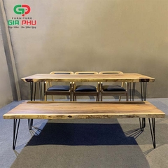 Bộ bàn ăn gỗ me tây nguyên tấm ghế katakana - BBG18