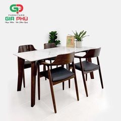 Bộ bàn ăn mặt đá Howard 4 ghế gỗ Hiroshima - BBG14