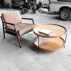 Cặp bàn trà đôi tròn 2 tầng gỗ Humla - BT11