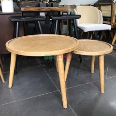 Cặp bàn trà đôi tròn gỗ sồi Simple - BT10