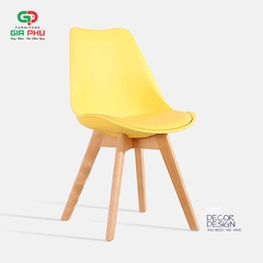 Ghế ăn cafe Eames mặt nhựa chân gỗ Herman Vitra - E9