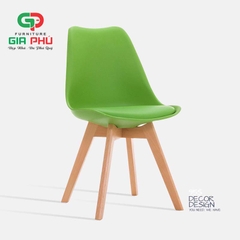 Ghế ăn cafe Eames mặt nhựa chân gỗ Herman Vitra - E9