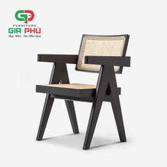 Ghế ăn cafe gỗ mây V Leg Pirerre Jeanneret đen black - G31-B
