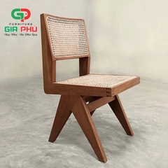 Ghế ăn cafe không tay gỗ mây Leg Prierre Jeanneret nâu Walnut G32-W