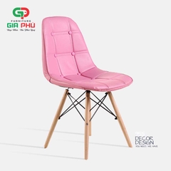 Ghế ăn ghế cafe Eames bọc da cúc chân gỗ - E5