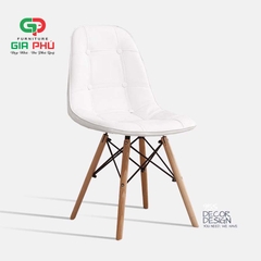 Ghế ăn ghế cafe Eames bọc da cúc chân gỗ - E5