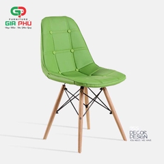 Ghế ăn ghế cafe Eames bọc da cúc chân gỗ - E5