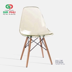 Ghế ăn ghế cafe Eames trong suốt chân gỗ - E7