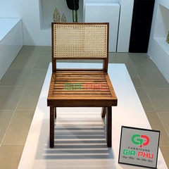Ghế mặt ngồi gỗ lưng mây Jeanneret V-leg - G32A
