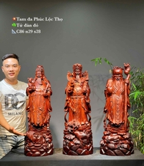 Bộ ba Ngài Tam Đa gỗ Vương Mộc Tử đàn đẹp