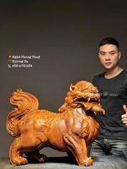 Tượng Nghê phong thủy gỗ hương ta