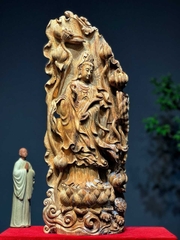 Tượng quan âm Gỗ Hoàng Đàn Tuyết Lạng Sơn Đẹp