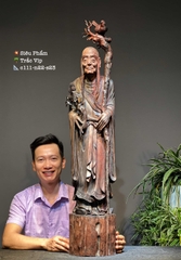 Tượng Ngài La Hán Trường Mi gỗ Trắc Đẹp