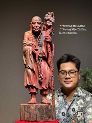 Tượng Ngài Trường Mi La Hán gỗ Vương mộc tử đàn