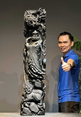Tượng Ngài Đạt Ma Hàng Long Phục Lân gỗ Mun Sừng Đẹp