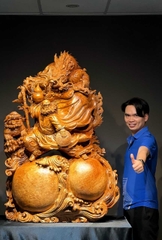 Tượng Đạt Ma Hàng long phục lân gỗ nu ngọc am VIP