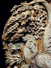 Tượng Gia Đình Gà Gỗ Hoàng đàn đẹp