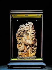 Tượng Gia Đình Gà Gỗ Hoàng đàn đẹp