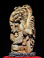 Tượng Gia Đình Gà Gỗ Hoàng đàn đẹp