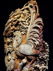 Tượng Gia Đình Gà Gỗ Hoàng đàn đẹp