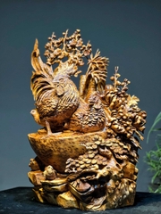 Tượng Gia Đình Gà Gỗ Nu Ngọc Am Đẹp