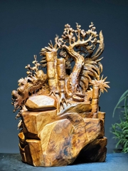 Tượng Gia Đình Gà Gỗ Nu Ngọc Am Đẹp
